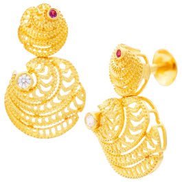 Stunning Spiral Dual Stone Gold Earrings