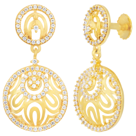 Curled Sparkling Stone Gold Earrings