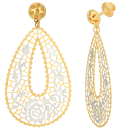 Gorgeous Floral Pattern Hanging Gold Earrings