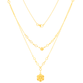 Ornamental Multi Strand Floral Gold Necklaces