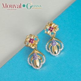 Attractive Drop with Floral Gold Earrings