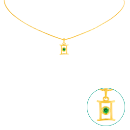 Green Stone Star Sign Gemini Gold Necklaces