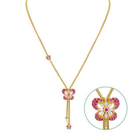 Amazing Pink Stone Floral Gold Necklaces