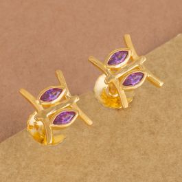 Humourous Affectionate Pisces Gold Earrings