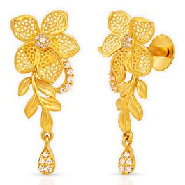  Leafy Exotic Floral Gold Earrings