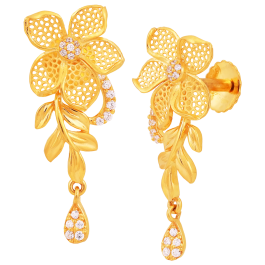  Leafy Exotic Floral Gold Earrings