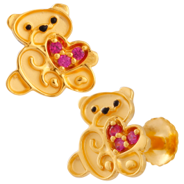 Fascinating Chic Teddy Kids Gold Earrings