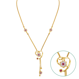 Swirl Floral with Ball Beads Gold Necklaces