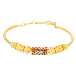 Finest Cylindrical Floral Enamel Coated Gold Bracelets