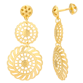Trendy Floral Wheels Gold Earrings