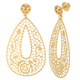 Modernised Floral Design Gold Earrings