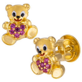 Cute Teddy Bear Gold Earrings