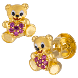 Lovely Teddy Bear Gold Earrings