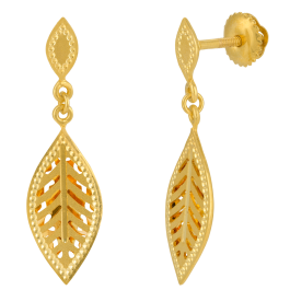 Captivating Leaf Pattern Gold Earrings