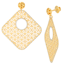 Splendid Floral Pattern Gold Earrings