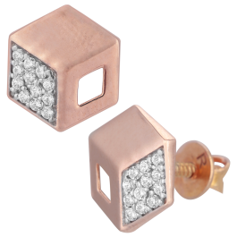 Edgy Cube Rose Gold Earrings