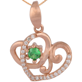 Exquisite Intertwining Heart Green Stone Rose Gold Pendants