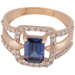 Opulent Fancy Single Blue Stone Gold Rings