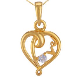  Lovely Heart Shape Stone Valentine Gold Pendant