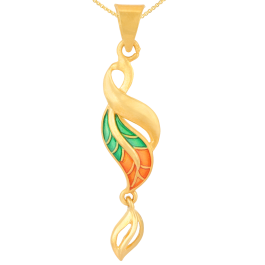 Exuberant Trendy Enameled Leaf Gold Pendants 