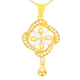 Grand Stonned Floral Gold Pendants