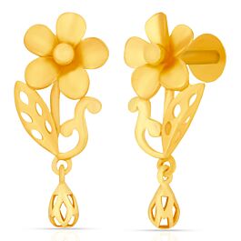 Captivating Floral Jali Drop Gold Earrings