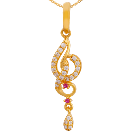 Dancing Drops with Attractive Pink Stone Gold Pendants