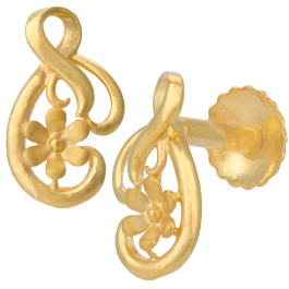 Elegant Glossy Floral Gold Earrings