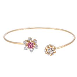 Adorable Floral Diamond Cuff Bracelet
