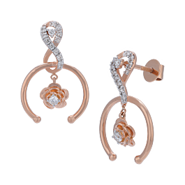 Pretty Rose Floral  Diamond Earrings