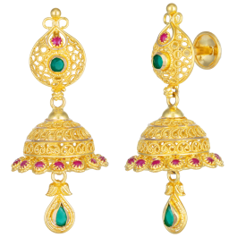 Beautiful Creaper Design Jhumka Gold Earrings