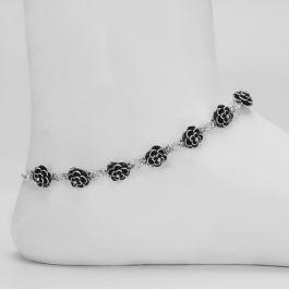 Mesmerizing Floral Silver Anklets