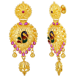 Attractive Peacock Dangler Gold Earrings