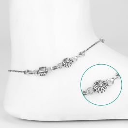 Ethereal Floral Silver Anklets