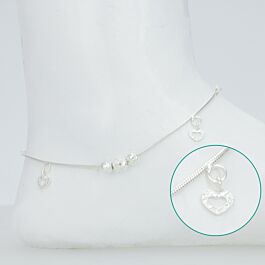 Charming Hearten Silver Anklets