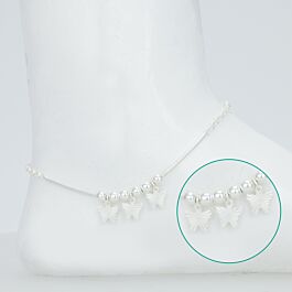 Attractive Butterfly Beaded Silver Anklets