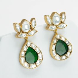 Exotic Mini Lotus Silver Drop Earrings