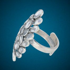 Dazzling Pear Drop Silver Adjustable Ring