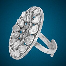 Fantastic Floral Adjustable Silver Ring