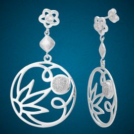 Attractive Floral Hanging Silver Earrings