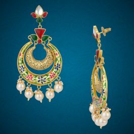 Charming Kaunda Stone With Pearl Silver Earrings