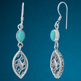 Enticing Turquoise Stone Silver Earrings