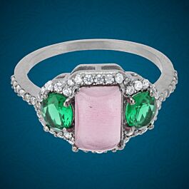 Stellar Venture Pink Stone Silver Ring