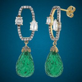 Attractive Green Stone Silver Earrings