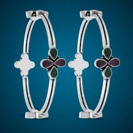 Ethereal Dual Colored Floral Silver Bangles