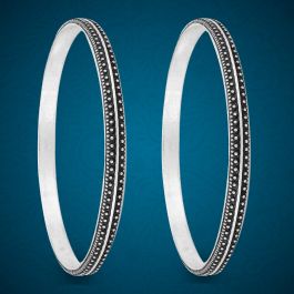 Exquisite Plain Dotted Silver Bangles