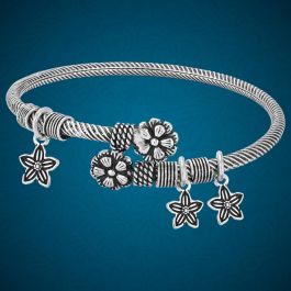 Opulent Floral Charms Cuff Bracelets
