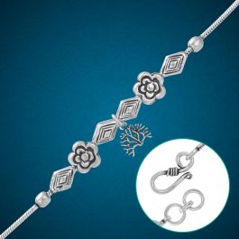 Enchanting Rhomboid Floral Silver Bracelets