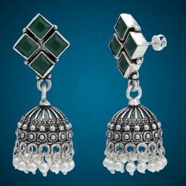 Dreamy Rhomboid Silver Jhumka Earrings
