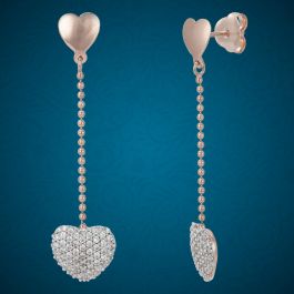 Glitzy Twin Heart Silver Earrings